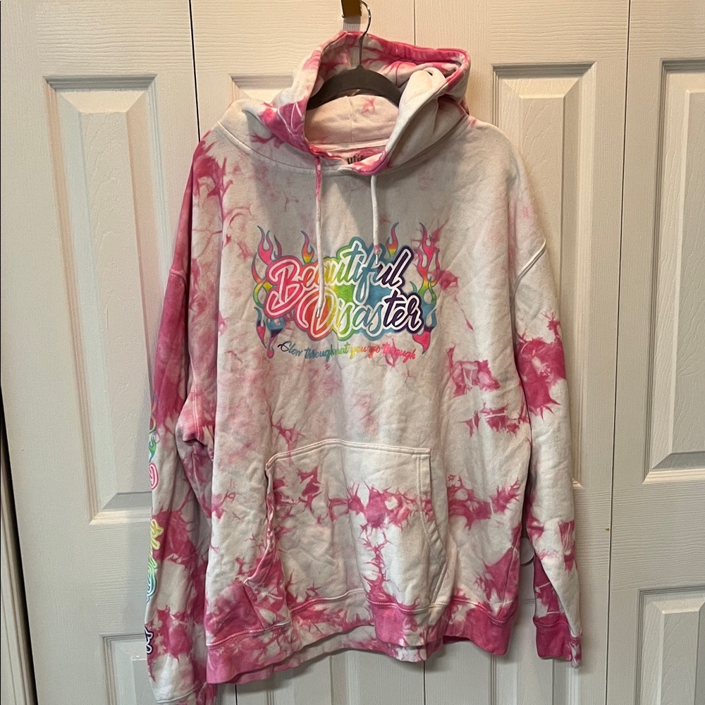 Beautiful Disaster Pink Tie-Dye Pullover Hoodie